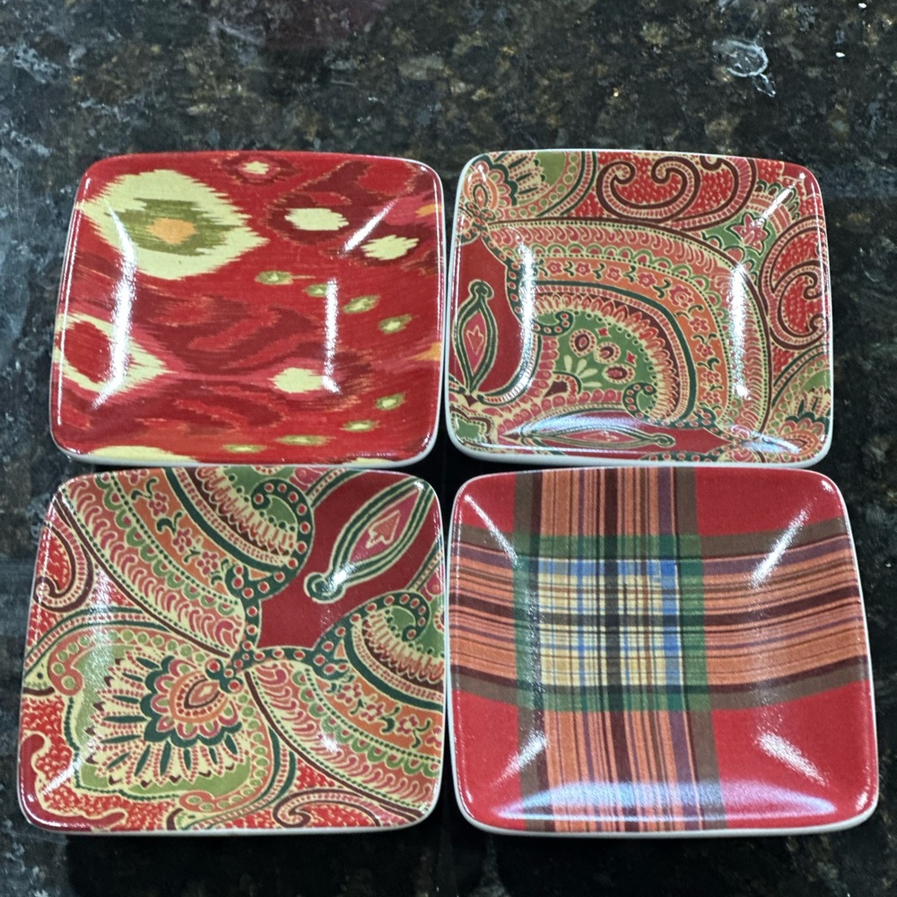 Pottery Barn holiday pinch plates (appetizer plates)